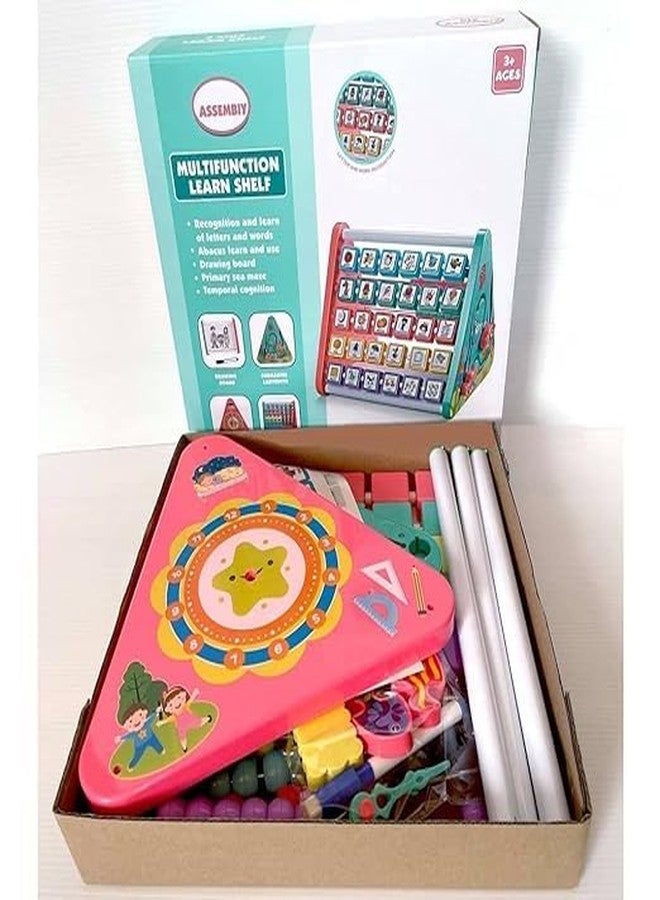 Samip 5-in-1 Montessori Activity Cube | Interactive Educational Toy for Toddlers | Alphabet Blocks, Abacus, Clock, Shape Sorter, and Gear Spinner | Learning Kit for Kids Ages 2 and Up - Image 4